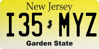 NJ license plate I35MYZ