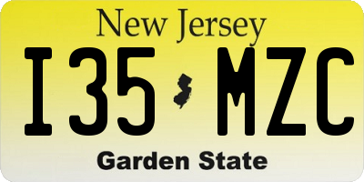 NJ license plate I35MZC