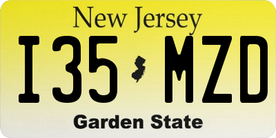 NJ license plate I35MZD