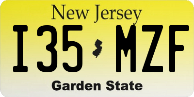 NJ license plate I35MZF
