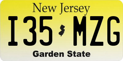 NJ license plate I35MZG