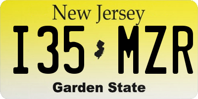 NJ license plate I35MZR