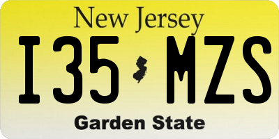 NJ license plate I35MZS