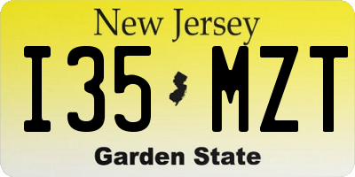 NJ license plate I35MZT