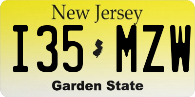 NJ license plate I35MZW
