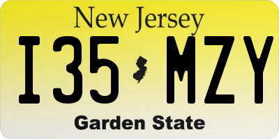 NJ license plate I35MZY