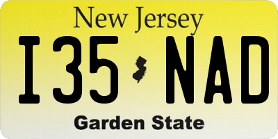 NJ license plate I35NAD