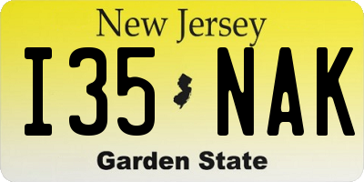 NJ license plate I35NAK