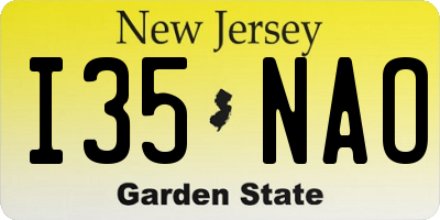 NJ license plate I35NAO