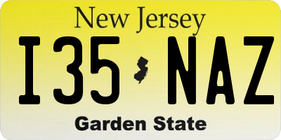 NJ license plate I35NAZ