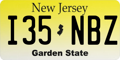 NJ license plate I35NBZ