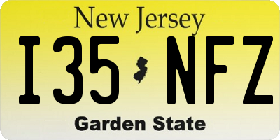 NJ license plate I35NFZ