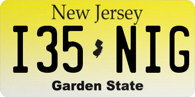 NJ license plate I35NIG