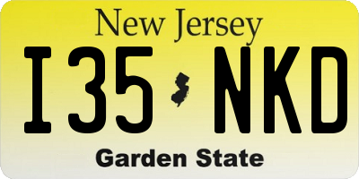 NJ license plate I35NKD