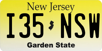 NJ license plate I35NSW