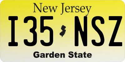 NJ license plate I35NSZ