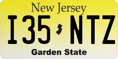NJ license plate I35NTZ