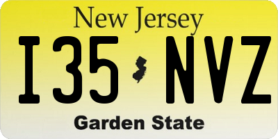 NJ license plate I35NVZ