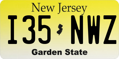 NJ license plate I35NWZ