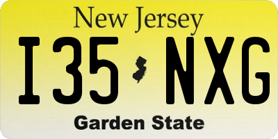 NJ license plate I35NXG