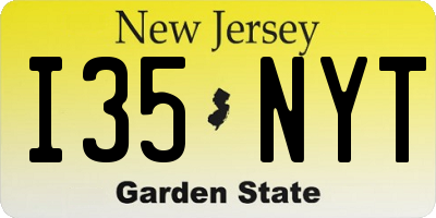 NJ license plate I35NYT