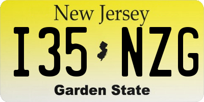 NJ license plate I35NZG