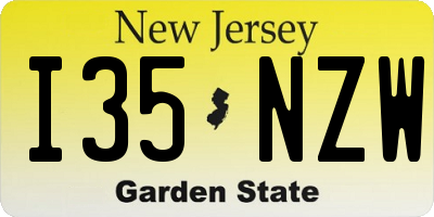 NJ license plate I35NZW