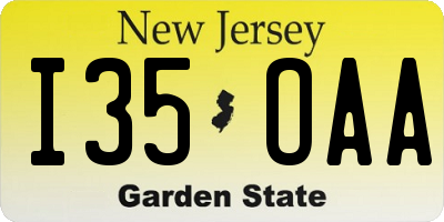 NJ license plate I35OAA