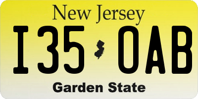 NJ license plate I35OAB