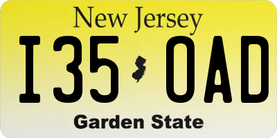 NJ license plate I35OAD