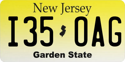 NJ license plate I35OAG