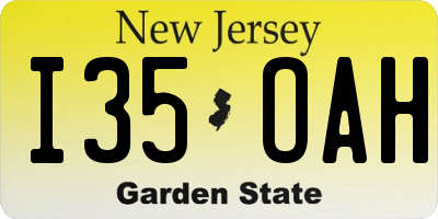 NJ license plate I35OAH