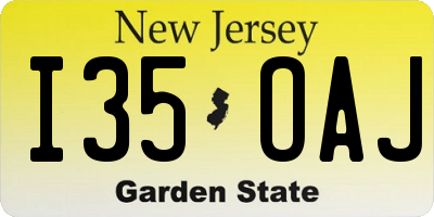 NJ license plate I35OAJ