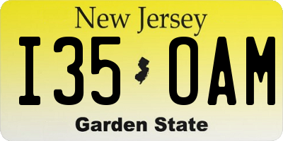 NJ license plate I35OAM