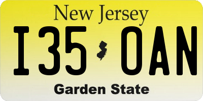 NJ license plate I35OAN