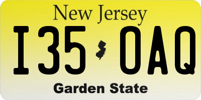 NJ license plate I35OAQ