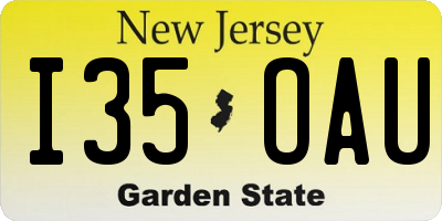 NJ license plate I35OAU