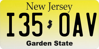 NJ license plate I35OAV