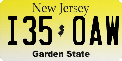 NJ license plate I35OAW