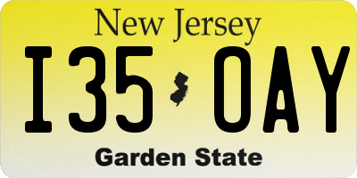 NJ license plate I35OAY