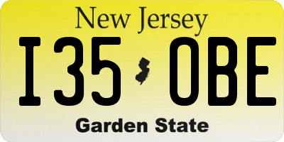 NJ license plate I35OBE