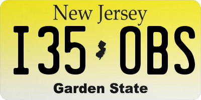 NJ license plate I35OBS