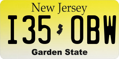 NJ license plate I35OBW