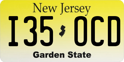 NJ license plate I35OCD