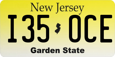 NJ license plate I35OCE