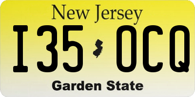 NJ license plate I35OCQ