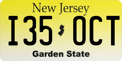 NJ license plate I35OCT