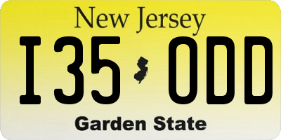 NJ license plate I35ODD
