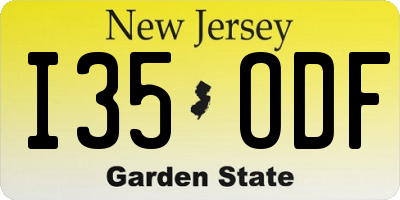 NJ license plate I35ODF