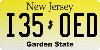 NJ license plate I35OED